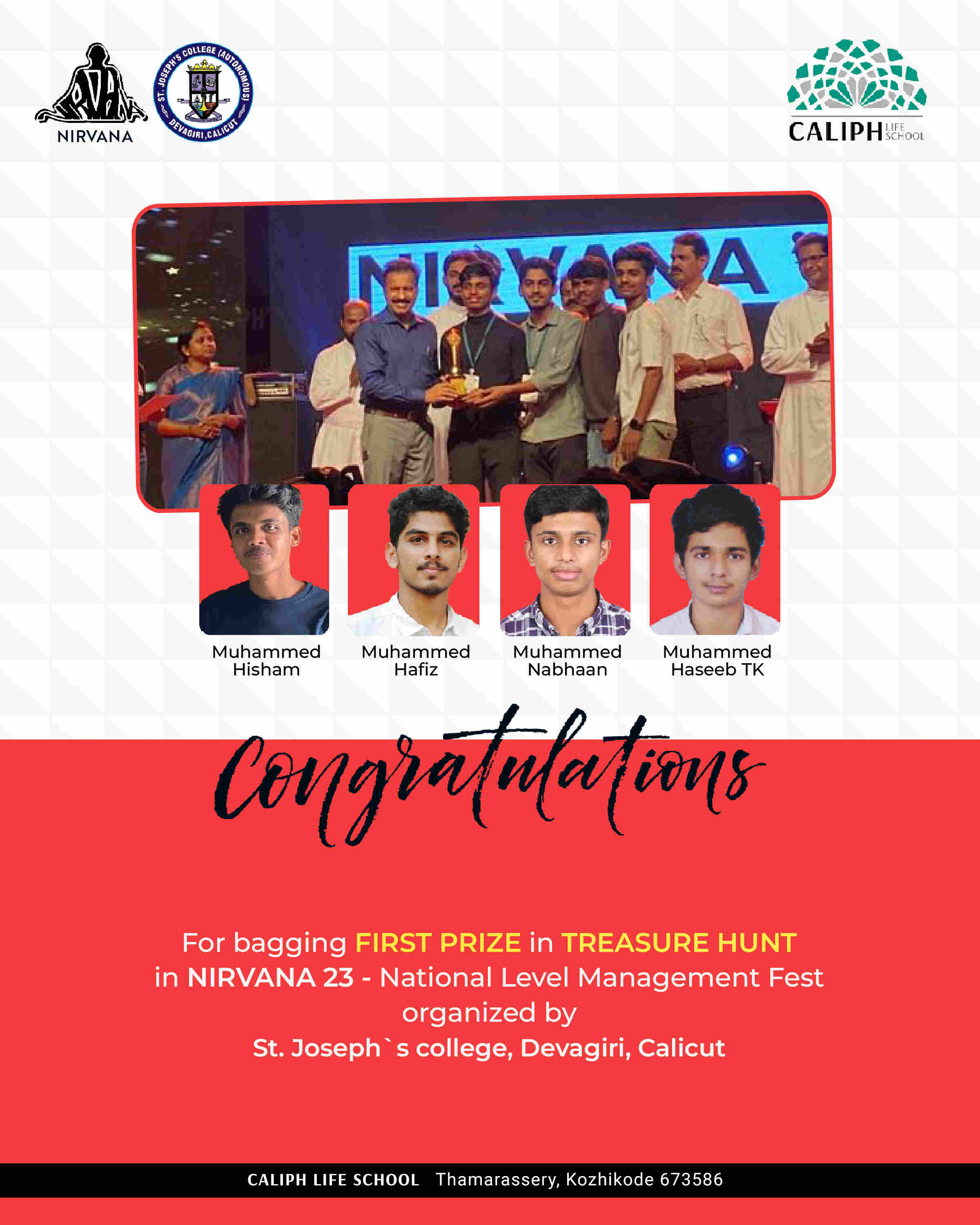 WINNERS OF TREASURE HUNT, NIRVANA MANAGEMENT FEST